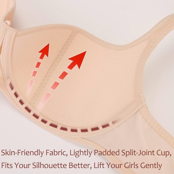 Women's Sexy Balconette Bra Demi Half Cup Push Up Lightly Padded Shelf Underwire - Picture 3 of 6